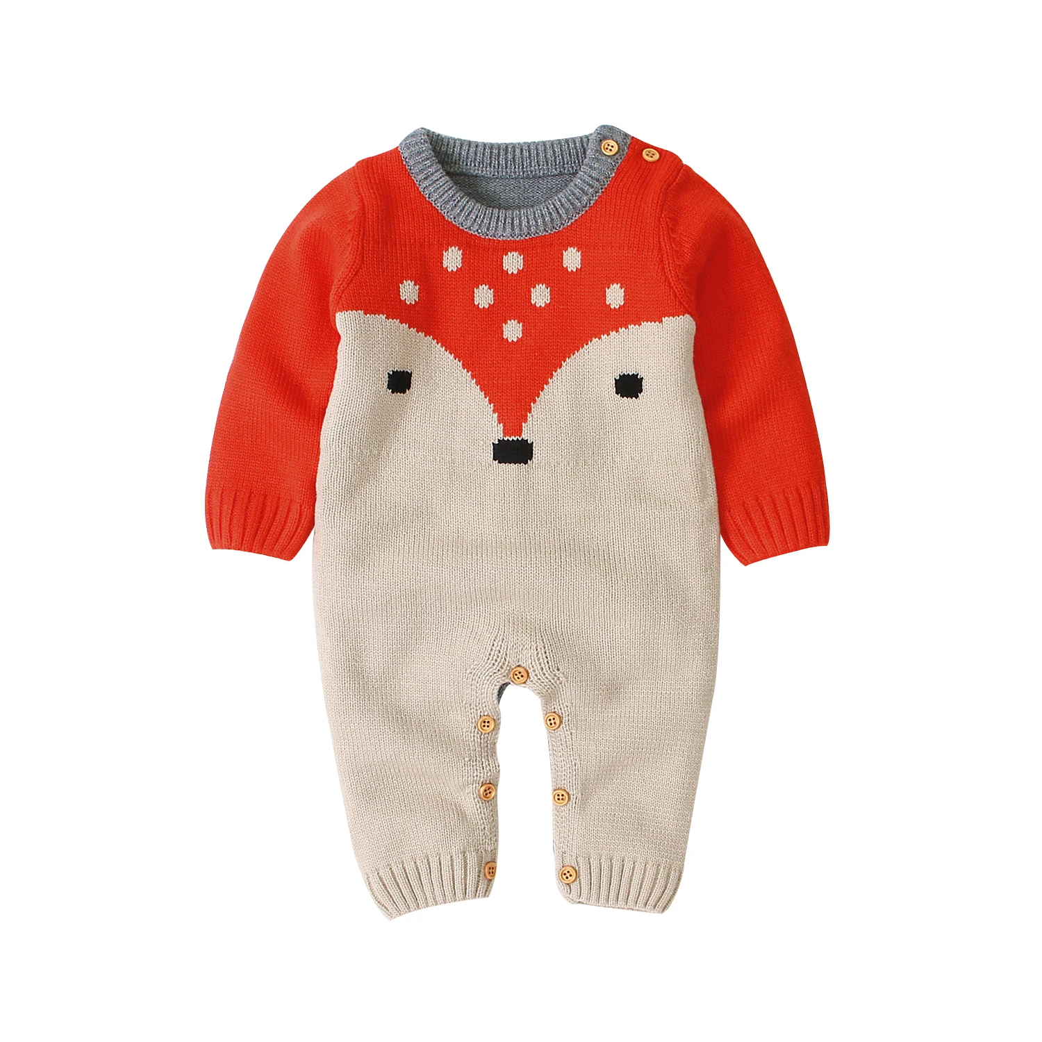 

Little Baby Clothes Newborn Full Sleeve Winter Rompers Cartoon Fox, Picture shows