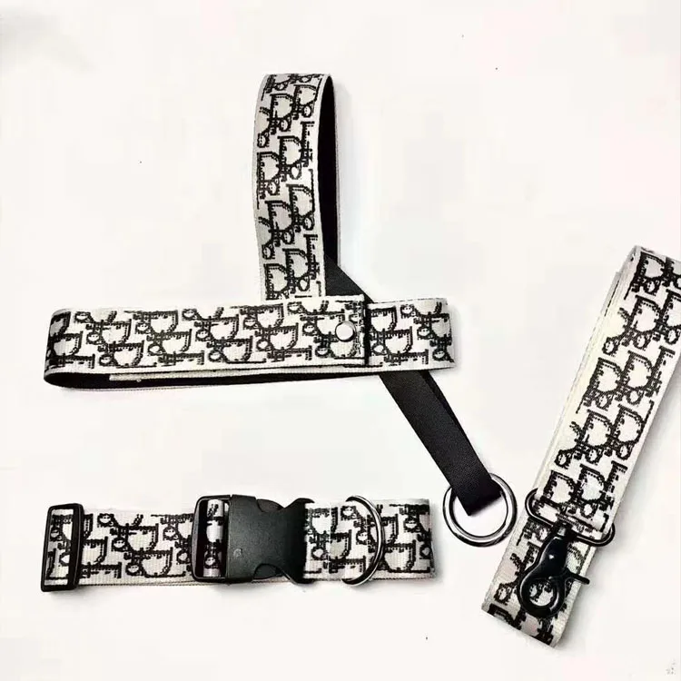 

Luxury Adjustable Training Nylon Pet Modern Dog Collar Harness and Leash Set, As picture