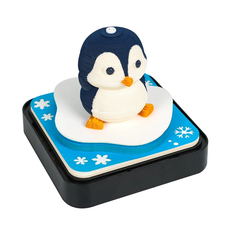 2026 Newly Trends Carousel  Little Penguin  3D Memo Pad Custom Magical Calendar Paper Art Notepad Kawaii Stationery Gifts Items