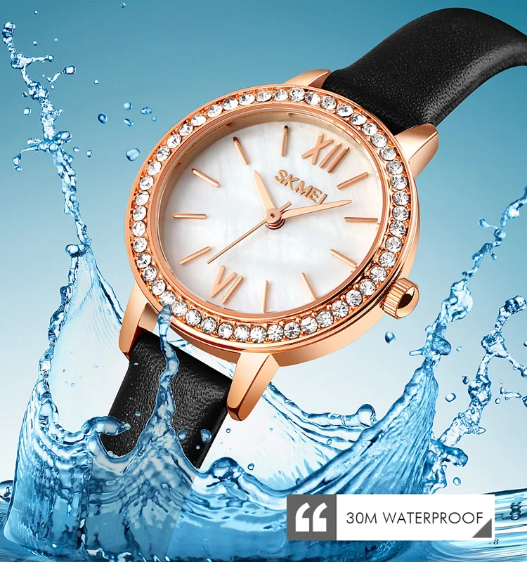 

2020 skmei best fancy wholesale style waterproof casual leather quartz Reloj de mujer jam tangan wanita ladies watch