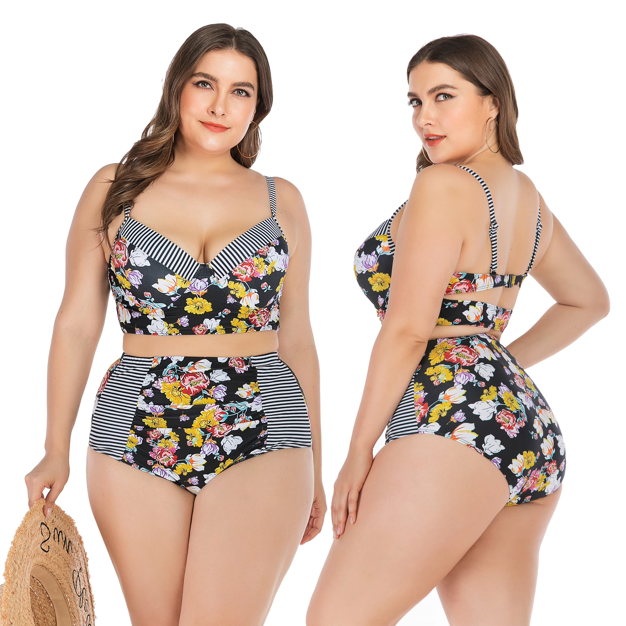 

Wholesale Large size swimsuit High Waist Bikini Set plus size women Swimwear