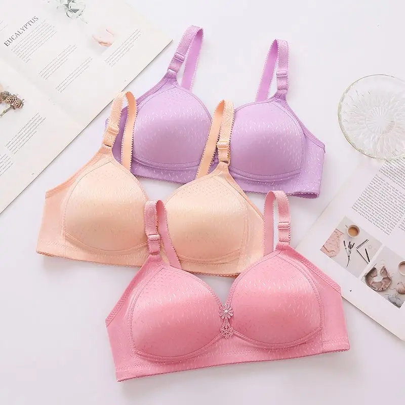 

Spandex Wholesale Comfortable 40B Push Up Padded Cotton Bra Full Coverage 36 Size Knitted Mature Gather For Women, Customized color