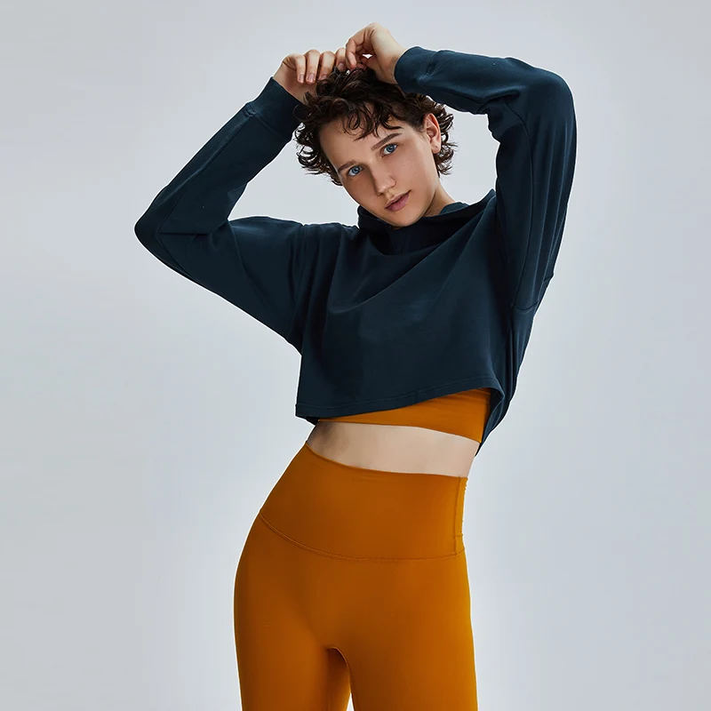 

Custom Logo Long Sleeve Fashion Hip Hop Pullover Women Hoodies Sweatshirt With Long Sleeves For Running Fitness Wear, 3 colors