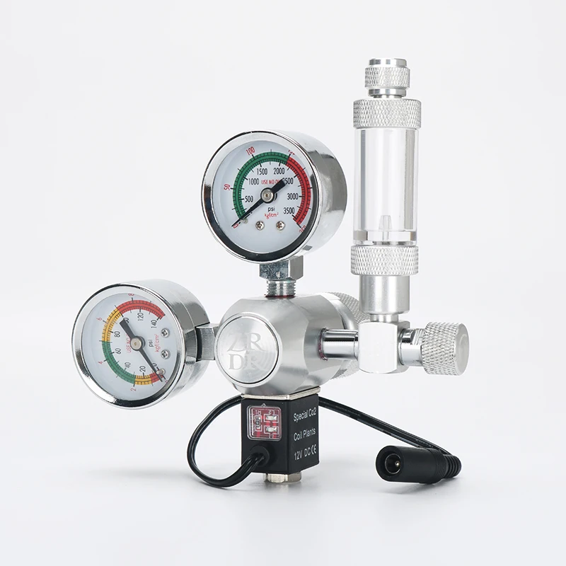 

ZRDR CO2 Regulator Valve Magnetic Solenoid Check Aquarium Bubble Counter Fish Tank Tool Pressure