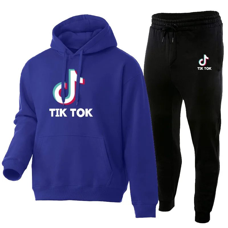 

fall 2021 high quality female men's to piece tiktok hoodie sets ladies tiktok hoodie full set adults hoodie and long sets, Pink/blue/yellow/black/purple/red