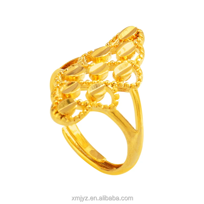 

Cross-Border Source Of Foreign Trade Prismatic Hollow Disc Shiny Brass Gold-Plated Ring Female Ins Wind Ring