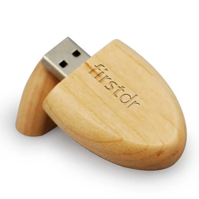 

Gift Promotion Customized Logo Fat Oval Wooden USB Flash Drive 4GB, Beige, black