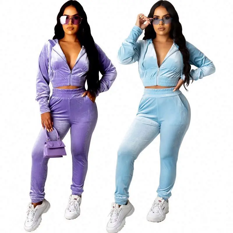 

Two Piece Set Women Outfits ladies fall clothing long sleeve hooded jacket pencil pants 2 pieces sweatsuit set, Photo shows