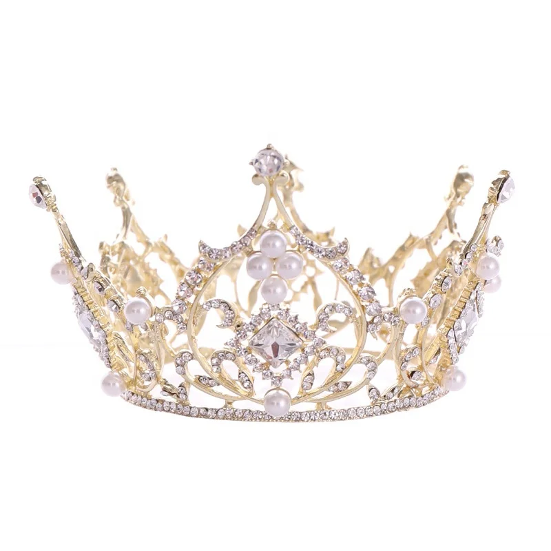 
Genya Jewelry bride hair accessories wedding jewelry crown tiara with pearl round crown wedding hair accessories for stage 