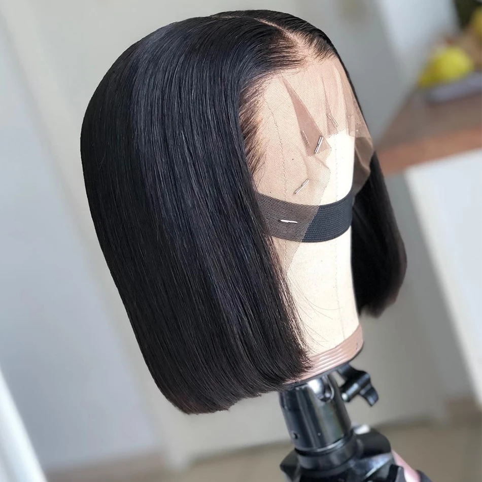 

Hot sale cuticle aligned hair wig hd lace 13*4 closure remy hair lace front short hair wigs for black women bob wigs