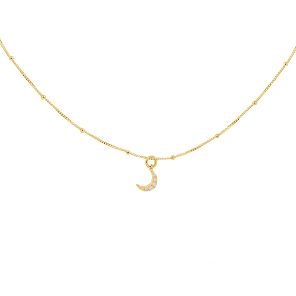 

new arrivals women necklace hot sale 925 sterling silver jewelry 14k gold plated nice mystic moon necklace