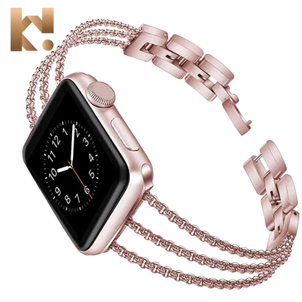 

Keepwin Luxury Stainless Steel Sublimation Smart Watch Metal Band Strap Women for Apple Watch 7 6 5 4 3 2 1 SE