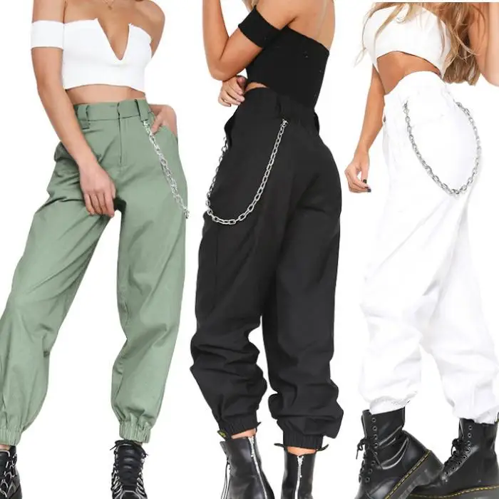 

Streetwear Cargo Pants Women Casual Joggers Black High Waist Loose Female Trousers Korean Style harem pants, Multi colors/ customized