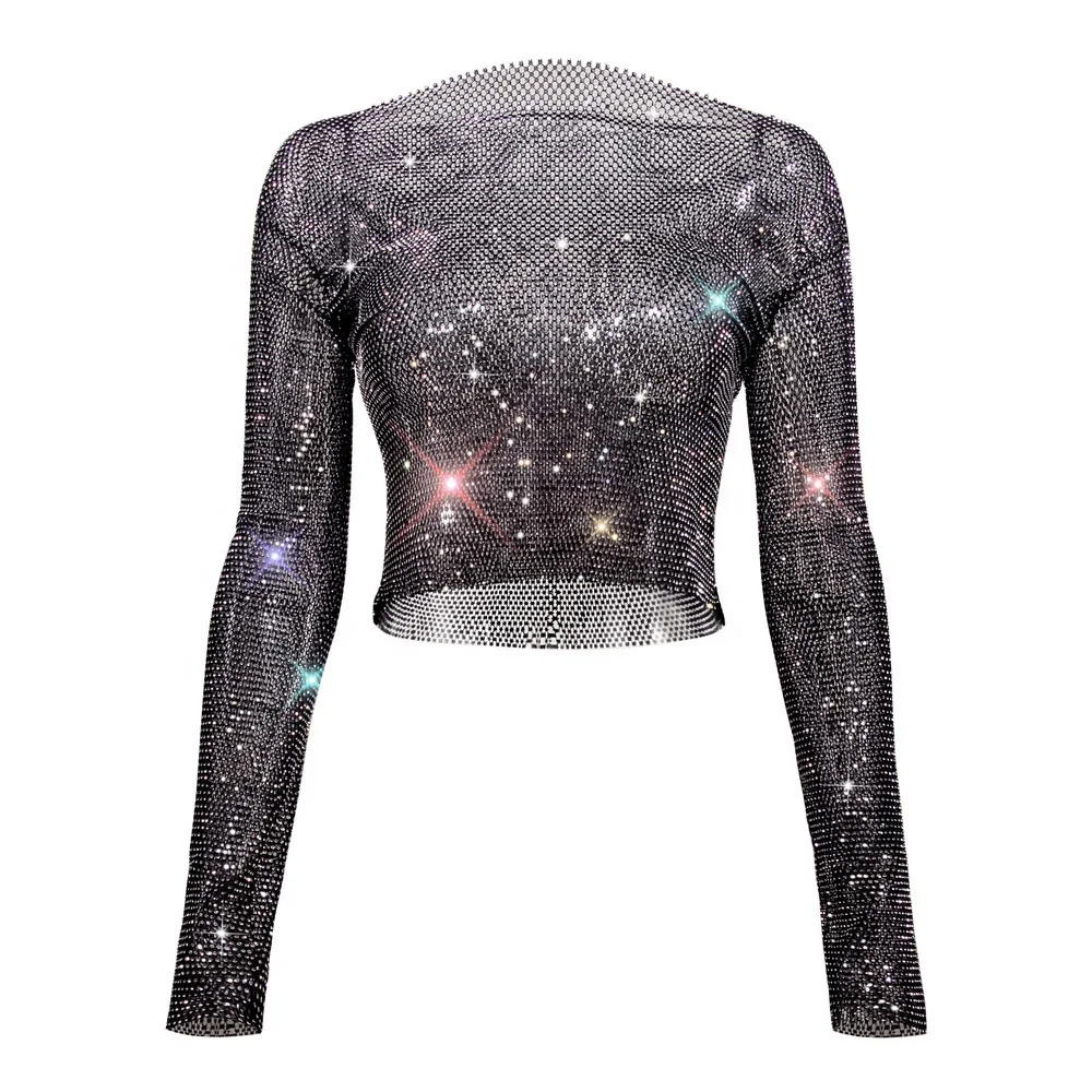

SHIHAN Women's Luxury Rhinestone Diamond Sexy Crop Top clubwear crystals Rave Club Crop Top