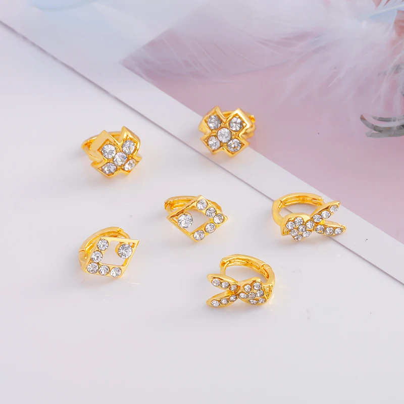 

JXX new style fashion 24k gold plated earring, round micro inlaid zircon personalized fashion ear buckle Hot selling