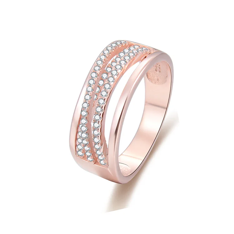 

925 Sterling Silver Rose Gold Braided Wrap Knot Style Promise Statement Cocktail Party Ring