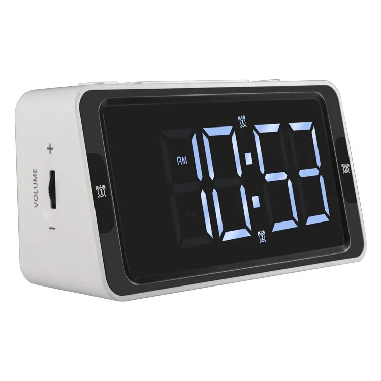 

Hot Sale Professional Lower Price Digital Table Alarm Clock Radio With Music, White