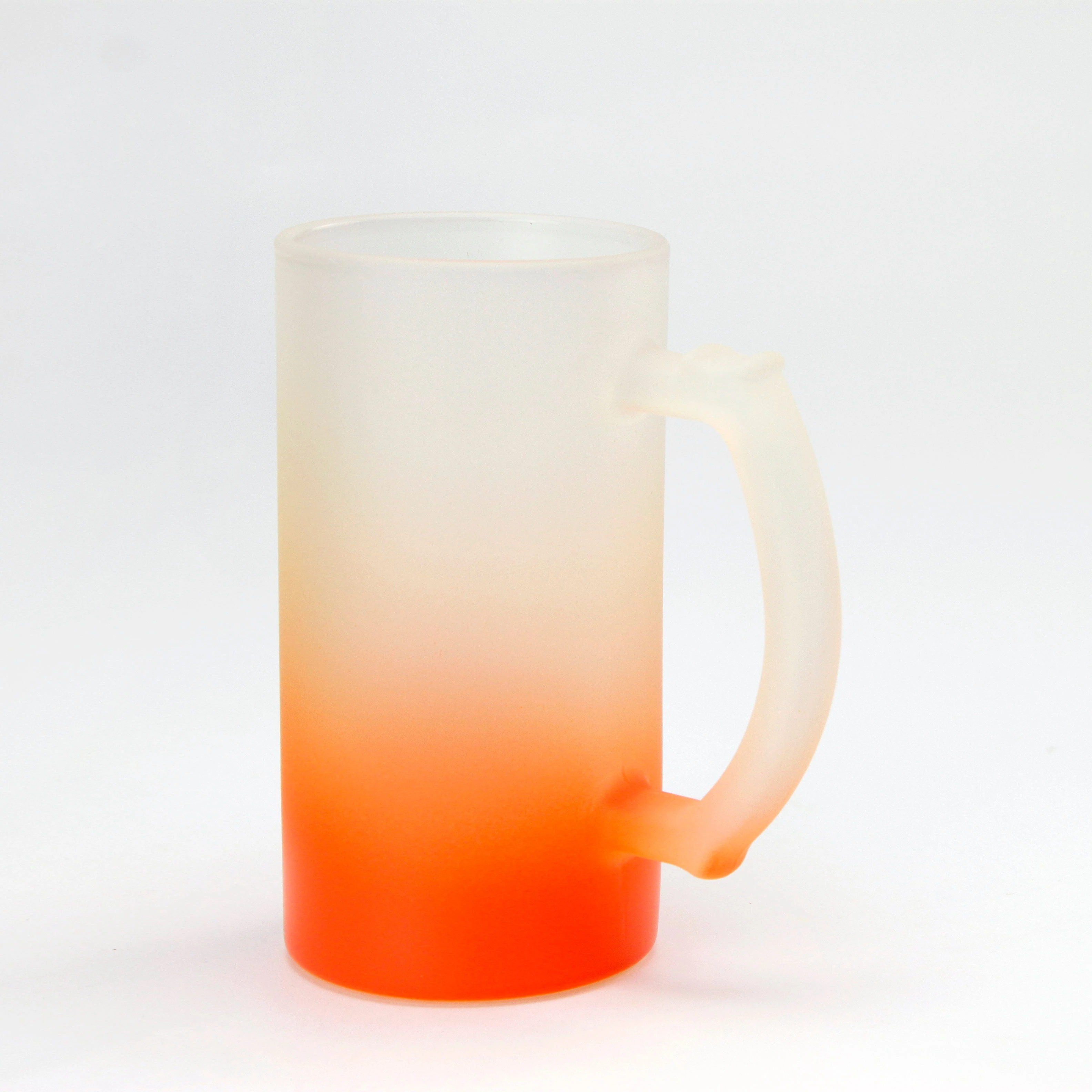 

Sand glass color colorful beer 450ML double wall glass cup mug with handle, Sanding