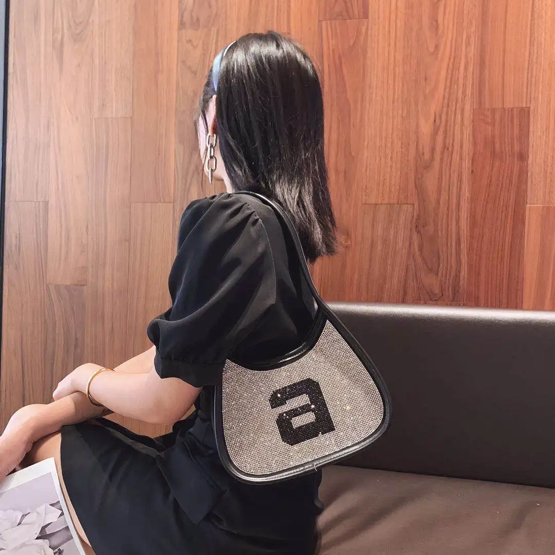 

New Style Armpit Bag Fashion Women Single Diamond Shoulder Bag Female Fashion Handbags For Young Ladies
