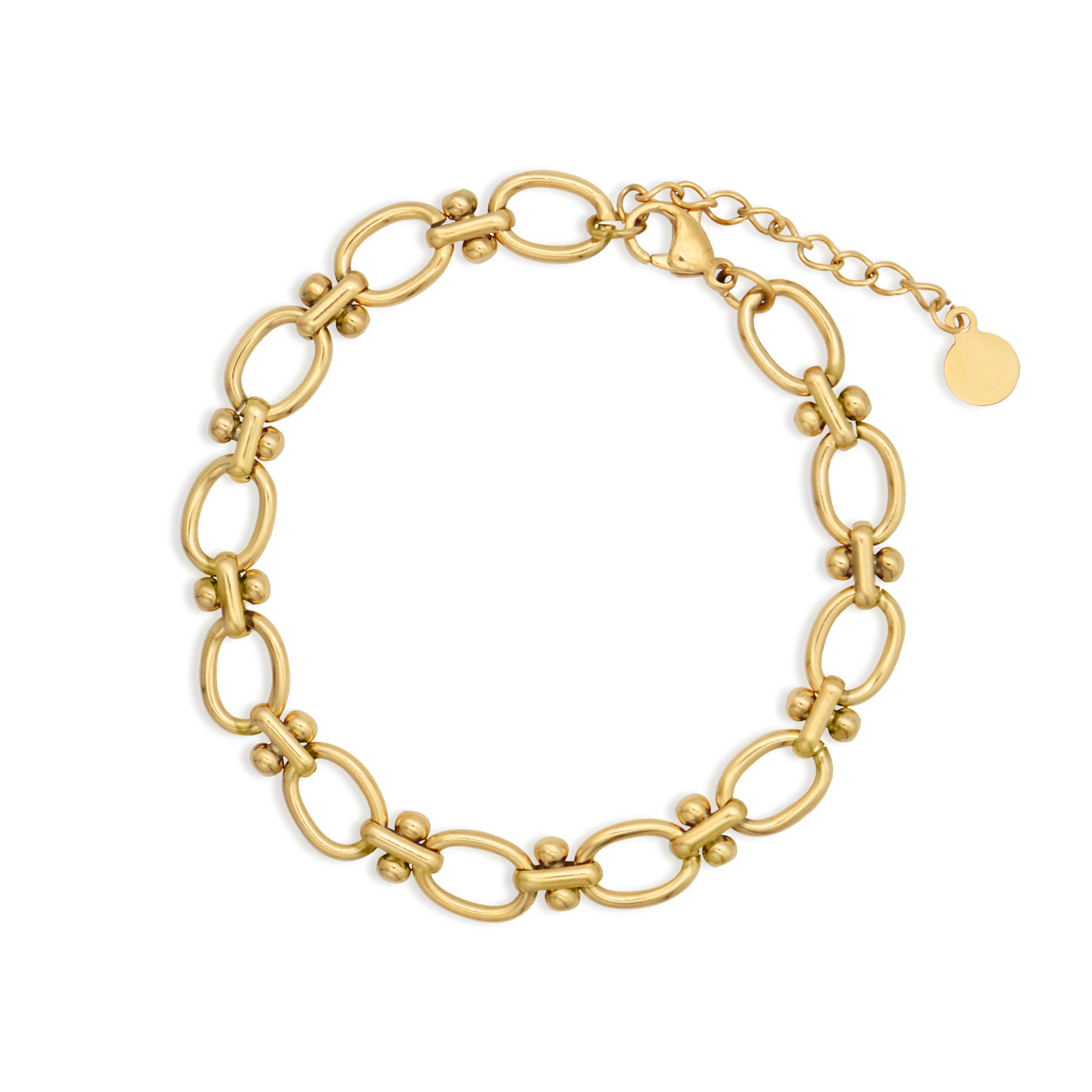 Chris April fashion design 316L stainless steel simple PVD gold plated personalized Modern beads bracelet