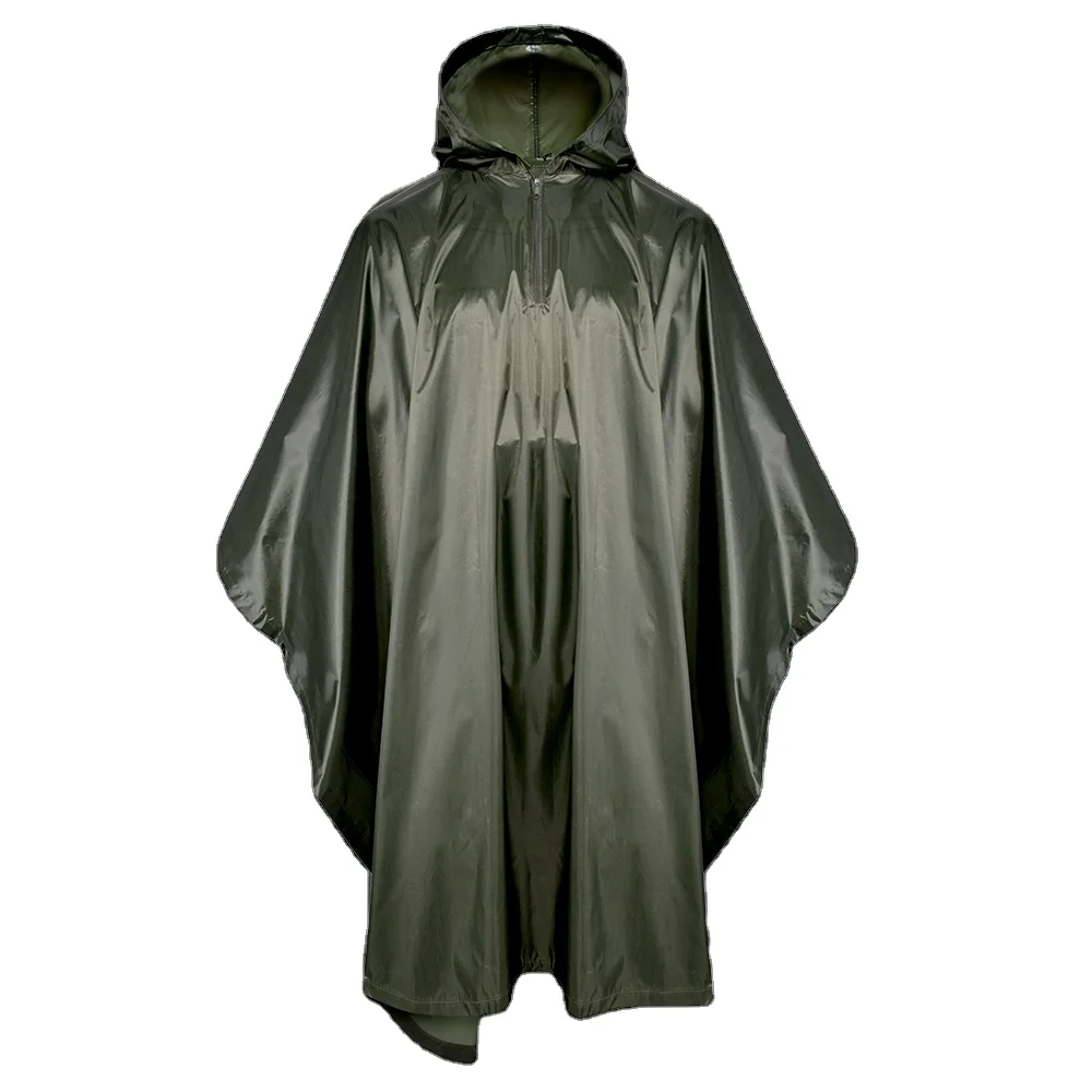 

Wholesale Rain Gear 170T Polyester PVC Coating Military Army Green Raincoat Hunting Waterproof Poncho
