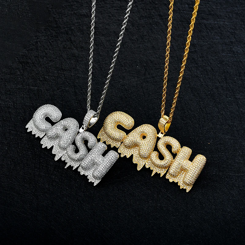 

Hip-hop zircon diamond pendant with CASH alphabet necklace for cool man