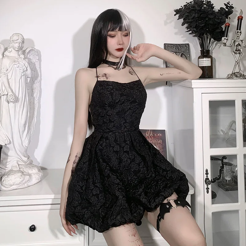 

Coldker 2021 Fashion Women Summer French Jacquard Design A Line Dress Backless Tie Up White Mini Sexy Y2K Dresses Ladies