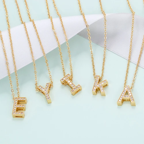 

Gold Plated Jewelry Rainbow CZ Gemstone Letter Pendant Initial Pendant