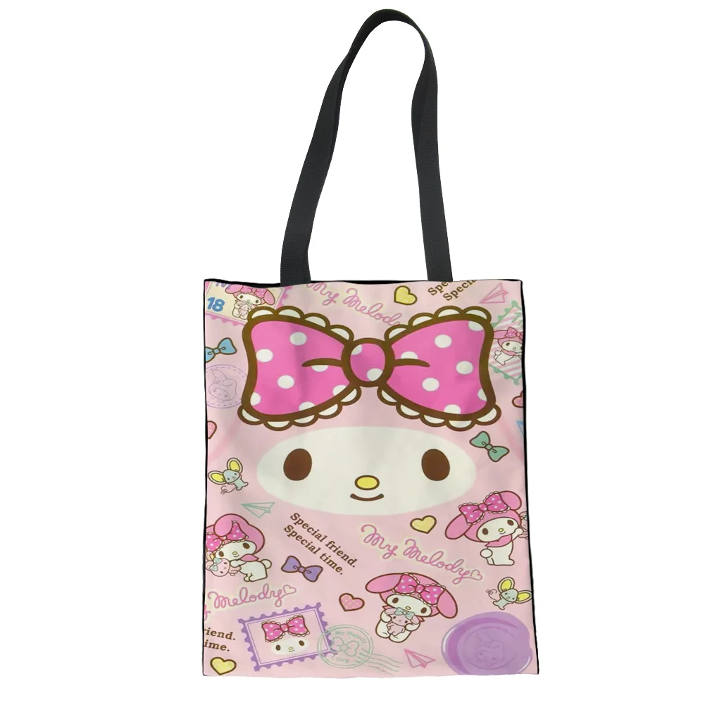 

Anime My Melody Printing Canvas Tote Shoulder Handbag Casual Large Capacity Shopping Bag Cute Book Bags For Girls Shopping, Customized