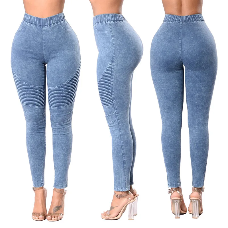 

Hot Sale Elastic High Waist Tight Hip-lift Women Jeans Denim Casual Slim Pencil Pants Fashion Skinny Jeans, Picture shown