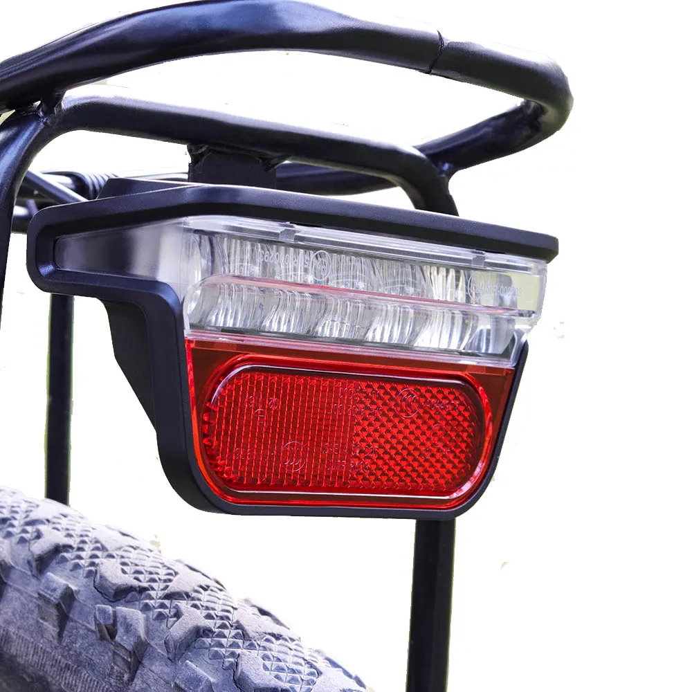 

E Bike Light LED Voltage 6V 12V 24V 36V 48V 62V fit Mount Holes 50mm Rear Rack Pannier Electric Bike Tail Light