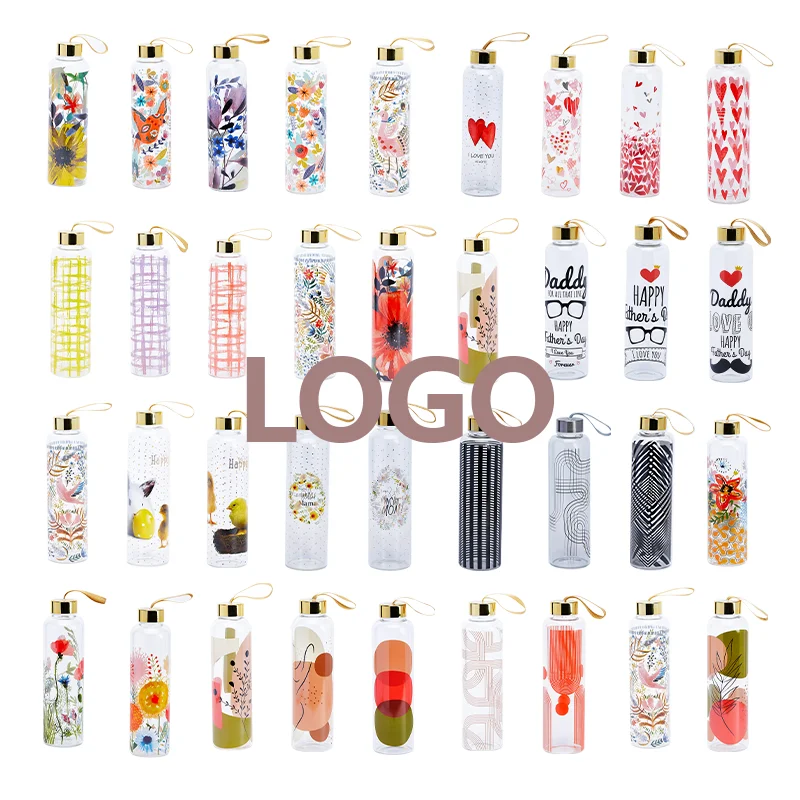 

Reusable Custom Packing Crystal Glass Water Bottle Gift Suppliers Clear Fancy Juice Borosilicate Coffee Drink Picnic Bottles