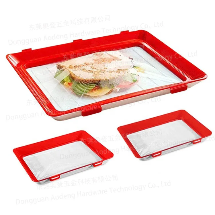 

Food Preservation bandeja Kitchen Tools for Healthy Seal Storage Container and Keep Food Fresh Plastic food clever Tray, Red,gold,green,black