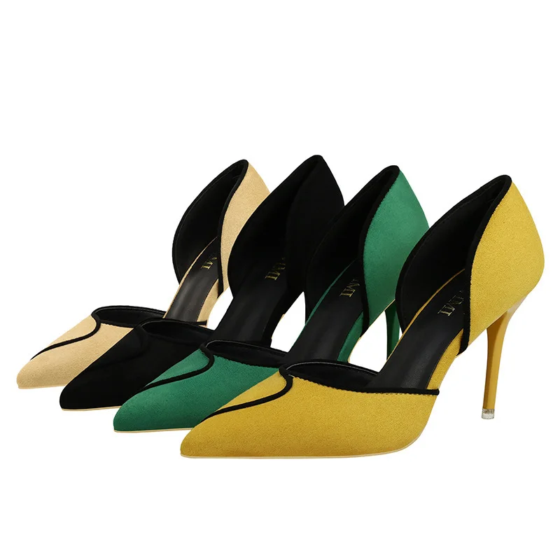 

Sandals Thin High Heel Shallow Mouth Shoes Women Slip On Pointy Toe Heels Sandals Rain Shoes Jelly Woman Pumps, Black yellow green khaki