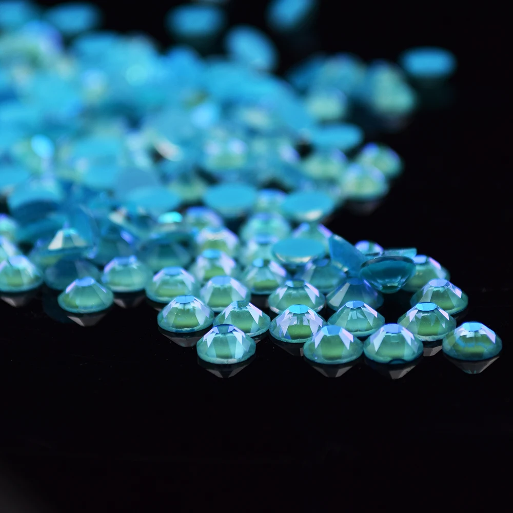 

wholesale cheap round shape blue color 3d AB art nail rhinestone glass crystal