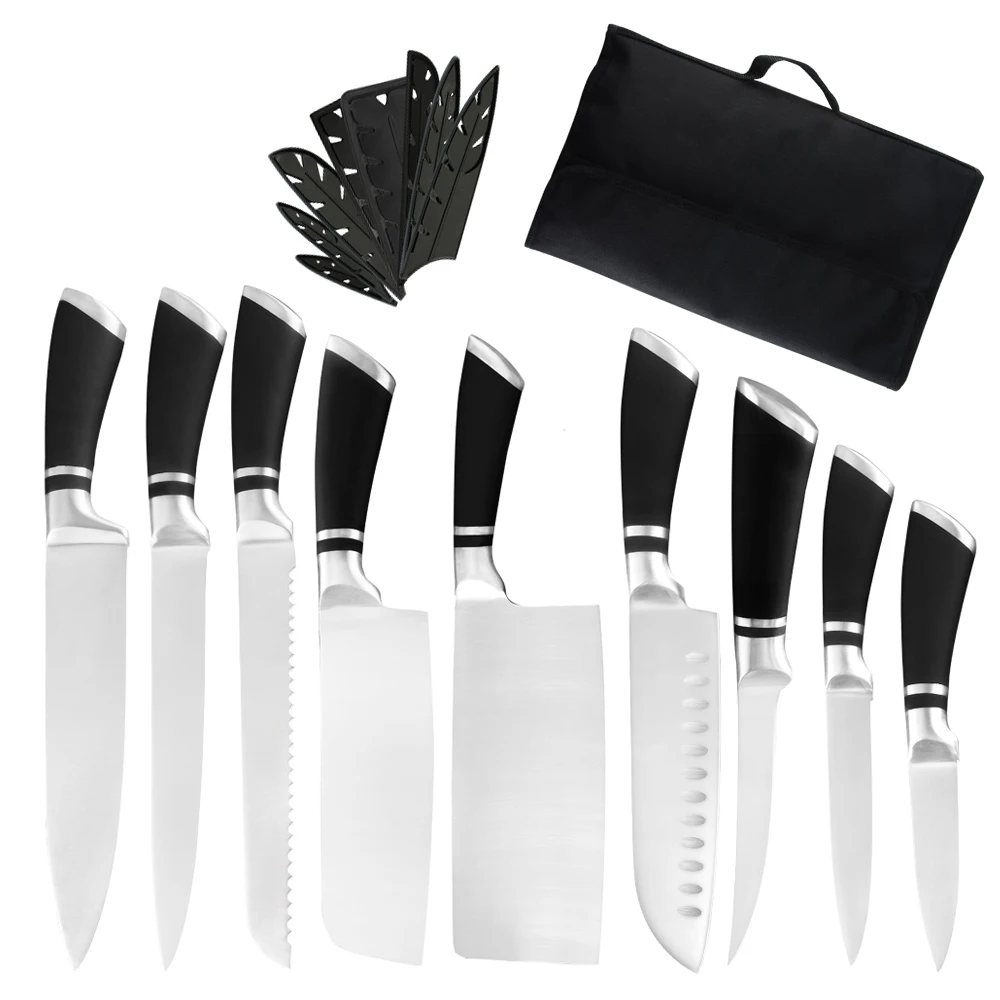

Free Shipping 9pcs kitchen knife set canvas bag super sharp global high quality stainless steel chefs knife roll set with bag