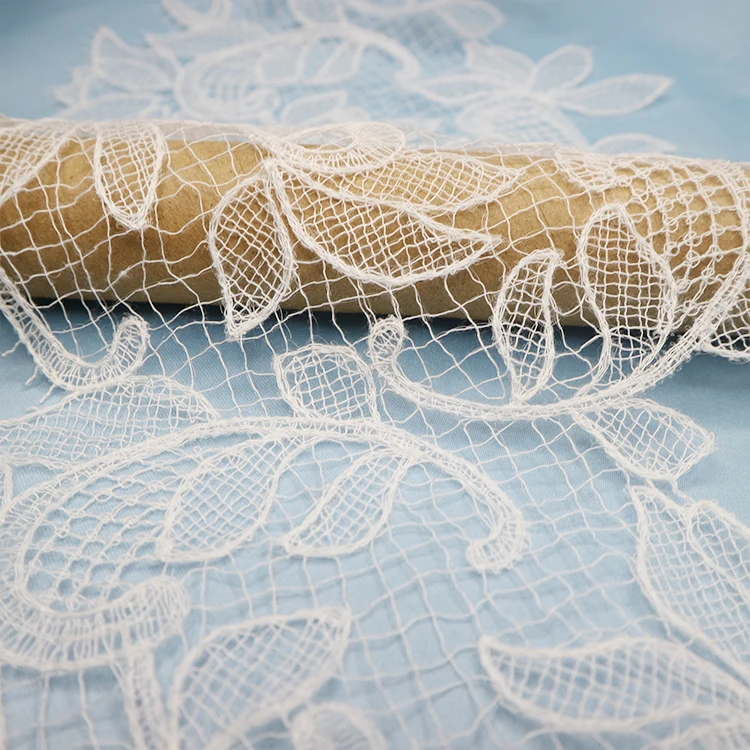 

Hot fashion design decorative flower nylon lace trim for dresses, White, support custom colors