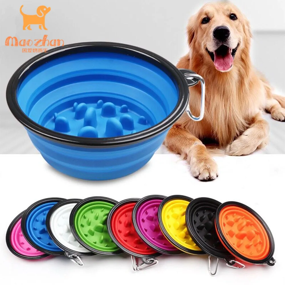 Attractive Fun Silicone Slow Eating Feeder Portable Pet Dog Bowl Collapsible Travel Anti Choke Non Spill Silicone Bowl