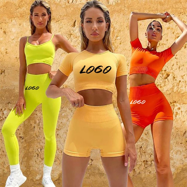 

Activewear 2022 Private label lulu Ribbed Sports Bra Workout Set Women Clothing Active Wear Gym Fitness