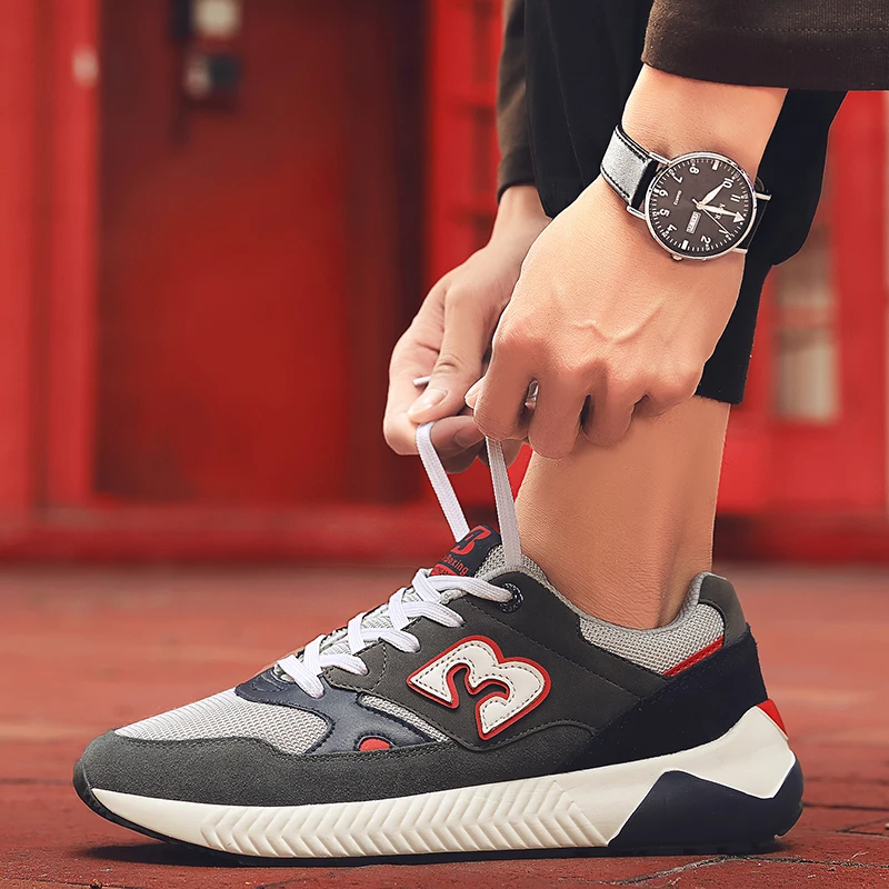 

Breathable Patchwork Lace-up Sports Walking Running Casual Shoes Men Outdoor Anti-Slip Sneakers