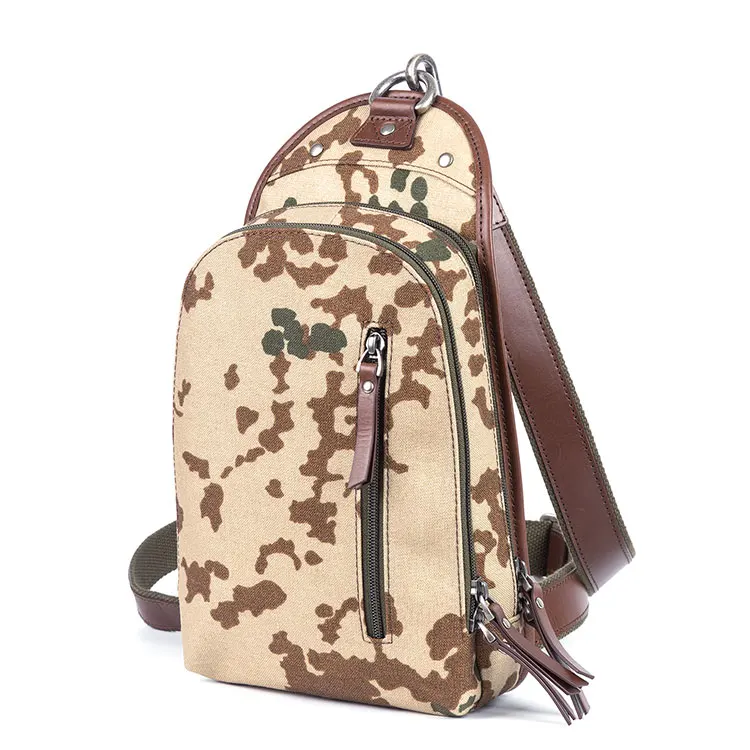 Custom wholesale camouflage sling bag man polyester PU men shoulder bag for men running side fashion Waterproof crossbody bags