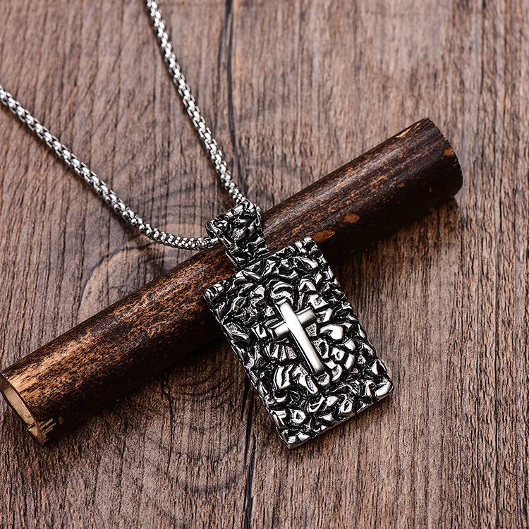 

new product ideas 2022 casting personality cross stainless steel necklace men fashion retro Christian pendant