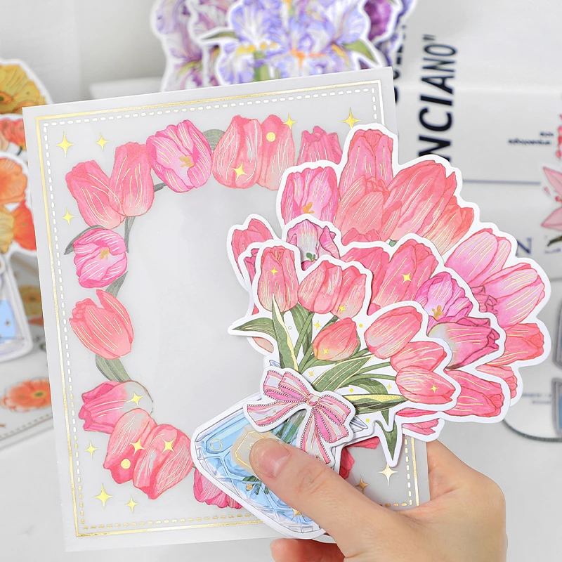 

4 designs 1 pcs / set scrapbook card flower 3d postcard bouquet card decoration postcard for DIY craft JIUMO