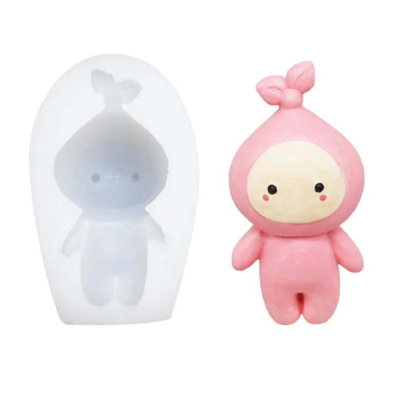 

Cute doll silicone mold cake decoration tool fondant decoration 3D mold, White