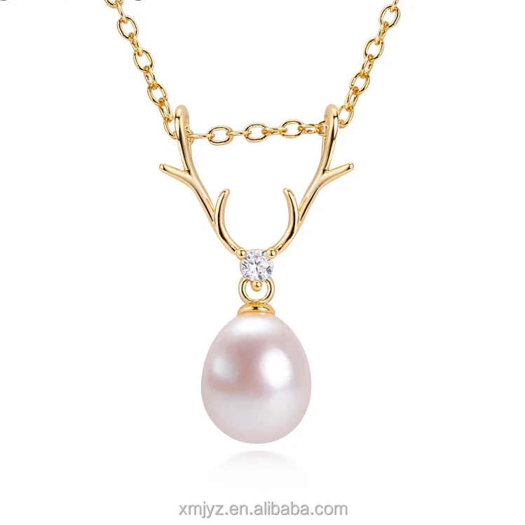 

New Boutique Craft A Deer Has You Elk Natural Freshwater Pearl Pendant 18K Gilded Super Color