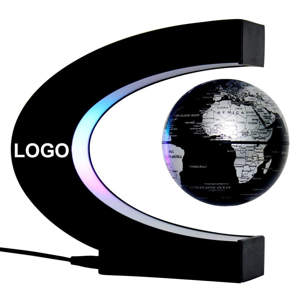 

C shape world map magnetic floating globe magnetic levitation globe with led lights for desk decor decoration lamp
