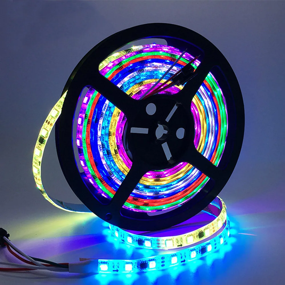 5V Ip20 Ip67 Pixel Digital Smd 5050 Rgb 144 Ws2812 Led Strip Wifi Controlled Lighting Belt 5050 Rgb Smart Led Strip Light