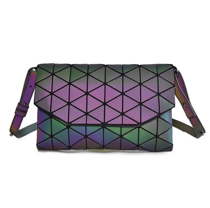 

Luminous Geometry Handbag Women-Bag Shoulder Messenger Bags Laser Purse for Gil Reflective Clutch Holoogram Large Capacity