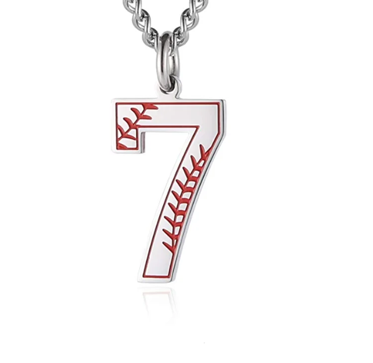 

Baseball Initial Pendant Necklace Inspiration Baseball Jersey Number 0-9 Charms Stainless Steel Necklace, Silver,gold,rose gold and black