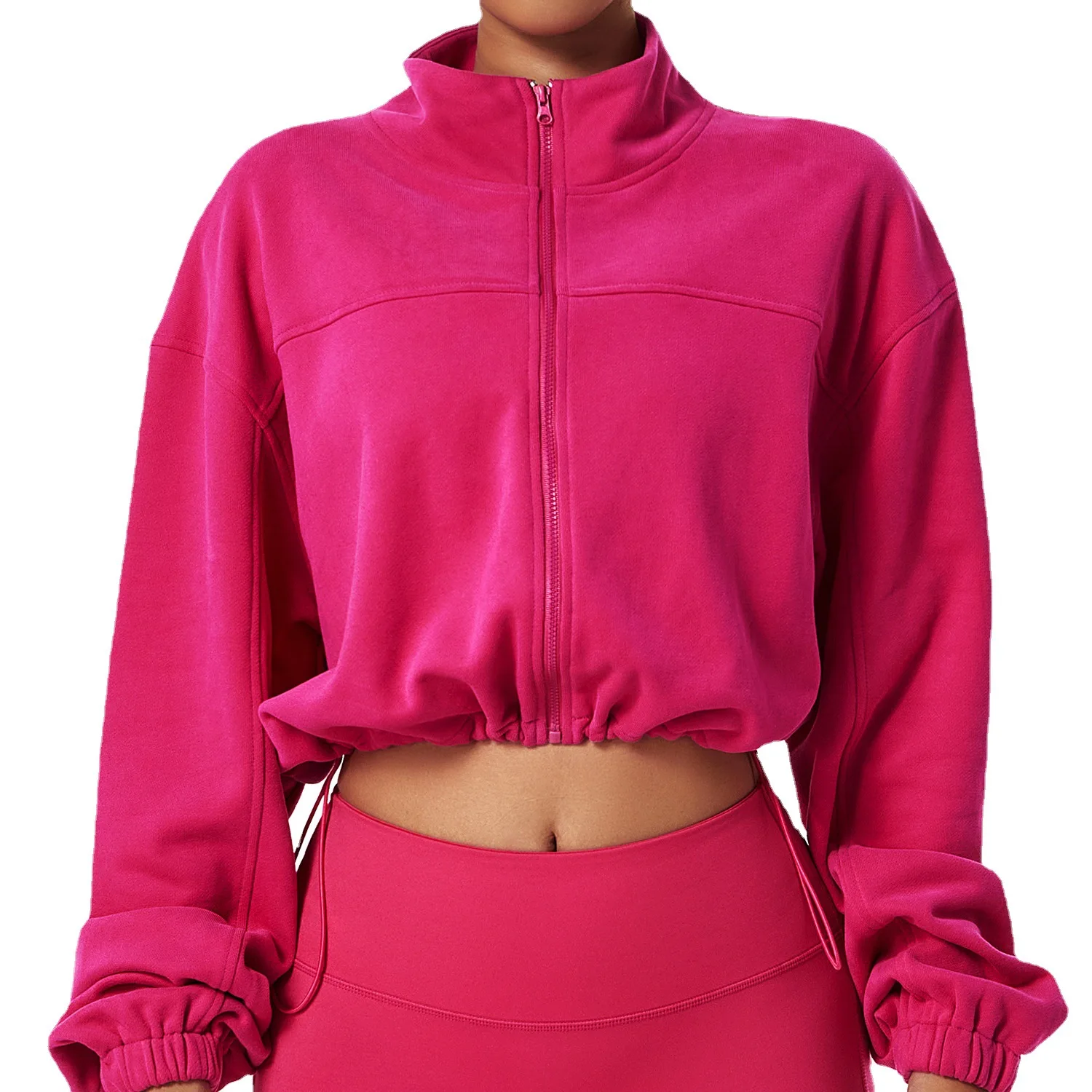 

New Style Women Outdoor Comfort Front Zipper Quick Dry Cropped Running Sweatsuit